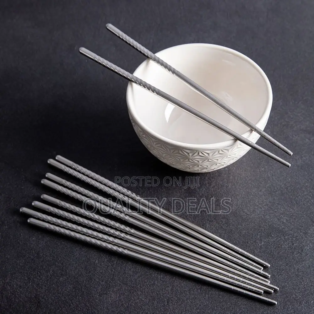 5 Pair Korea/ Chinese Reusable Stainless Steel Chop Sticks