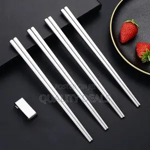 5 Pair Korea/ Chinese Reusable Stainless Steel Chop Sticks