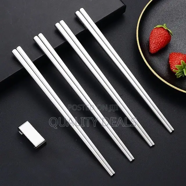 5 Pair Korea/ Chinese Reusable Stainless Steel Chop Sticks