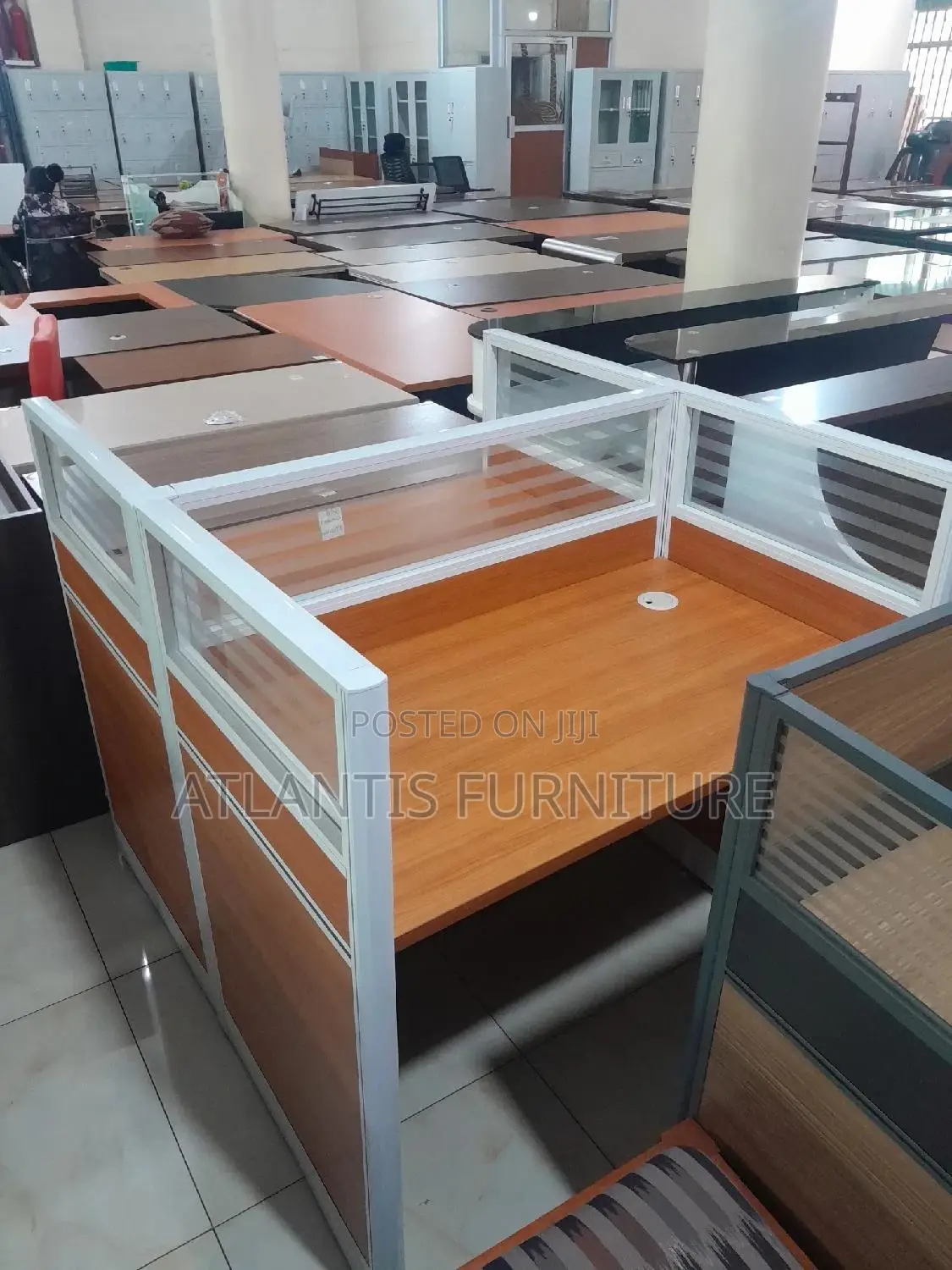 Two Seater Workstation Cherry Colour
