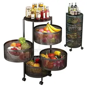 4 Layer Round Rotating Kitchen Racks/ Vegetable Rack