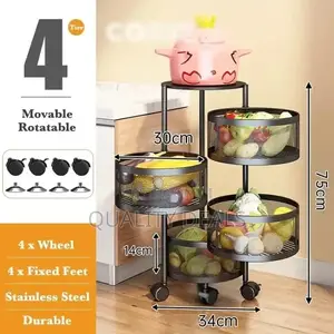 4 Layer Round Rotating Kitchen Racks/ Vegetable Rack