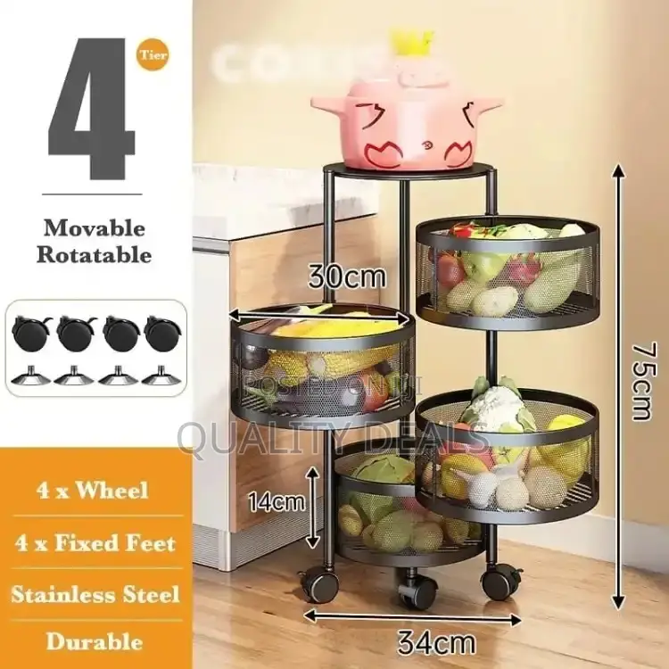 4 Layer Round Rotating Kitchen Racks/ Vegetable Rack