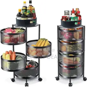 4 Layer Round Rotating Kitchen Racks/ Vegetable Rack