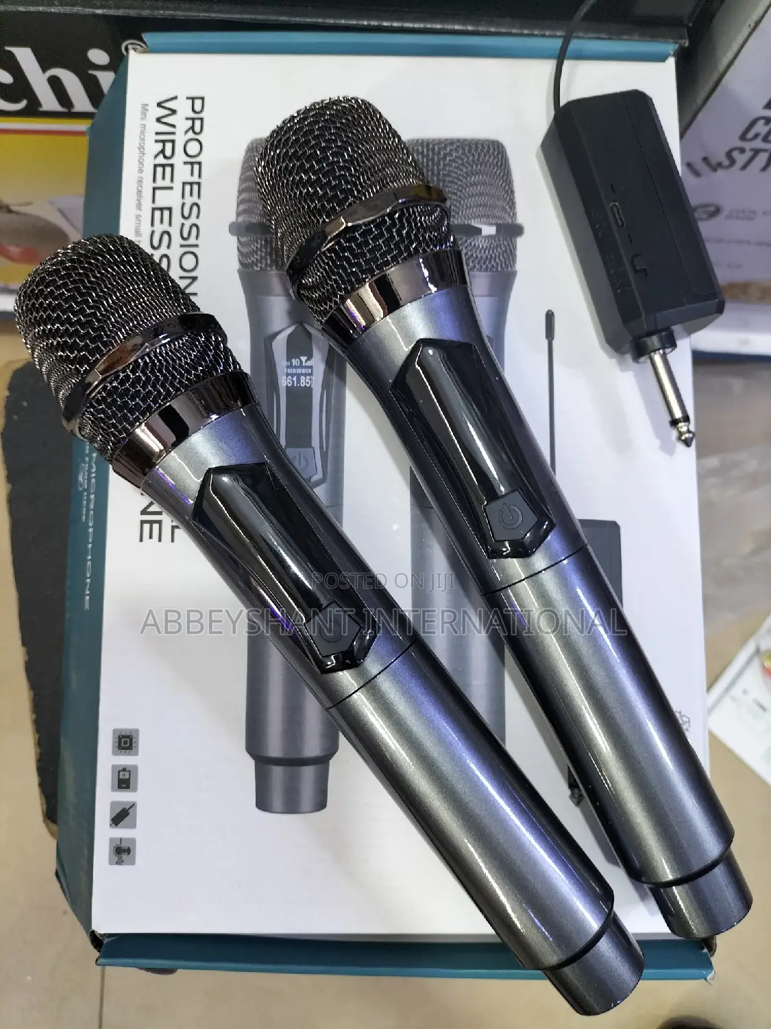 Wireless Microphone, UHF Dual Cordless Metal Dynamic Mic