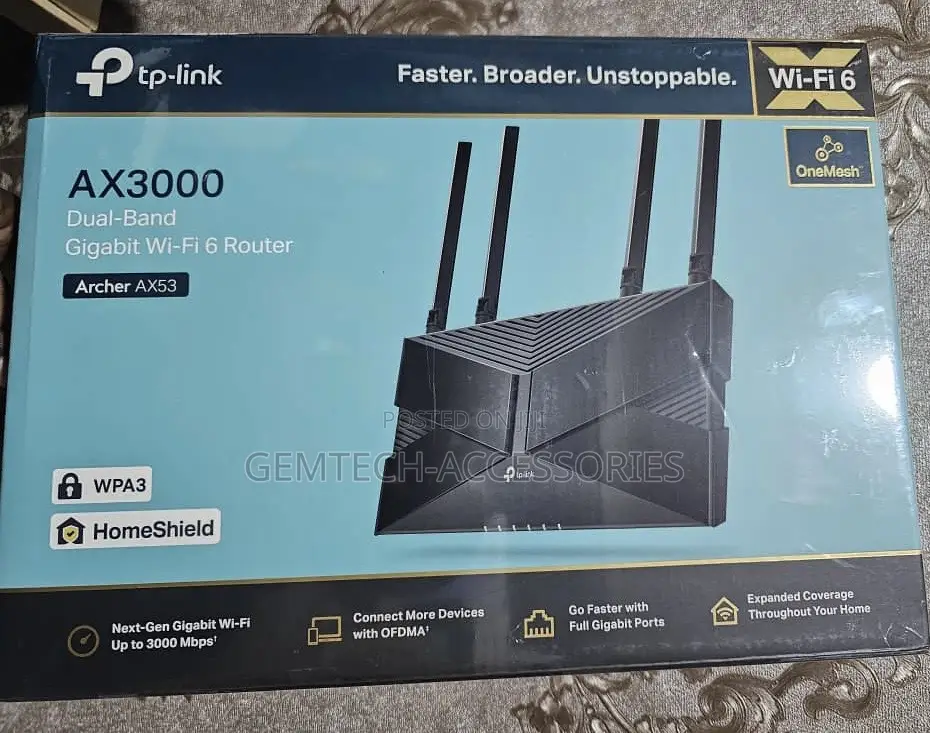 Tplink AX3000 Archer Ax 53 Dual Band Gigabit Wi-Fi 6 Router