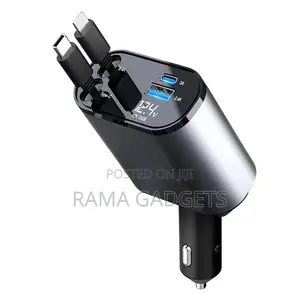 Retractable Car Charger, 4 in 1 Fast Car Phone Charger 66W,
