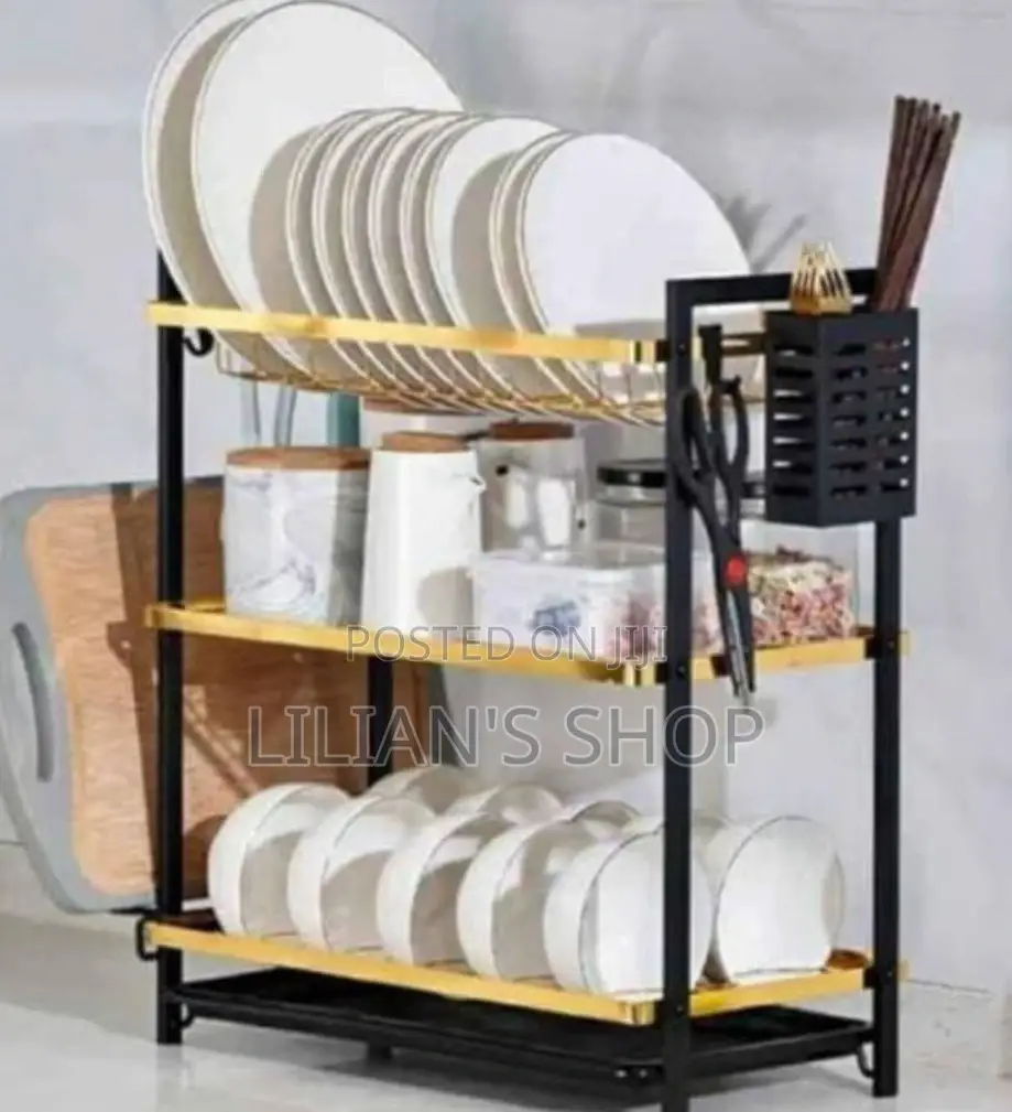 Kitchen 3 Tier Dish Rack Gold