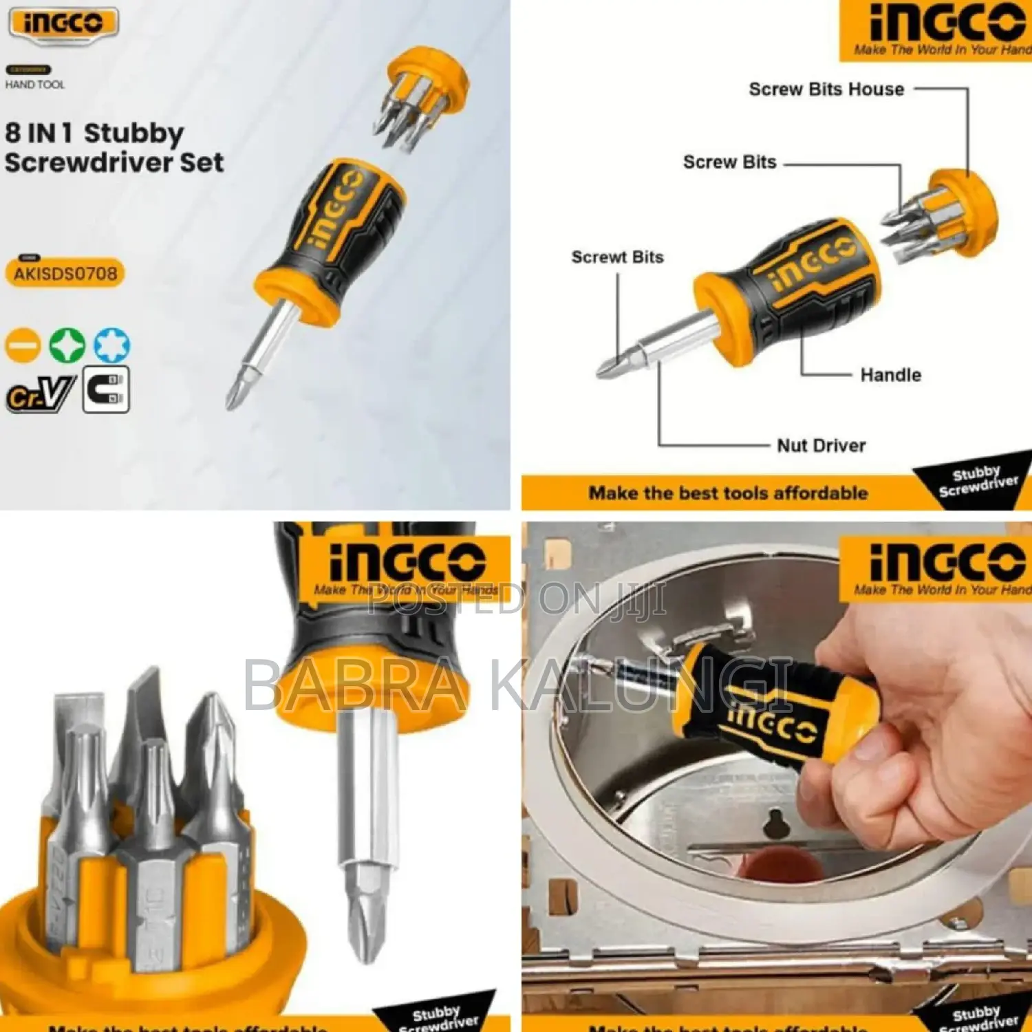 INGCO Akisds 1728 8 in 1 Studdy Ratchet Screwdriver _ Orange