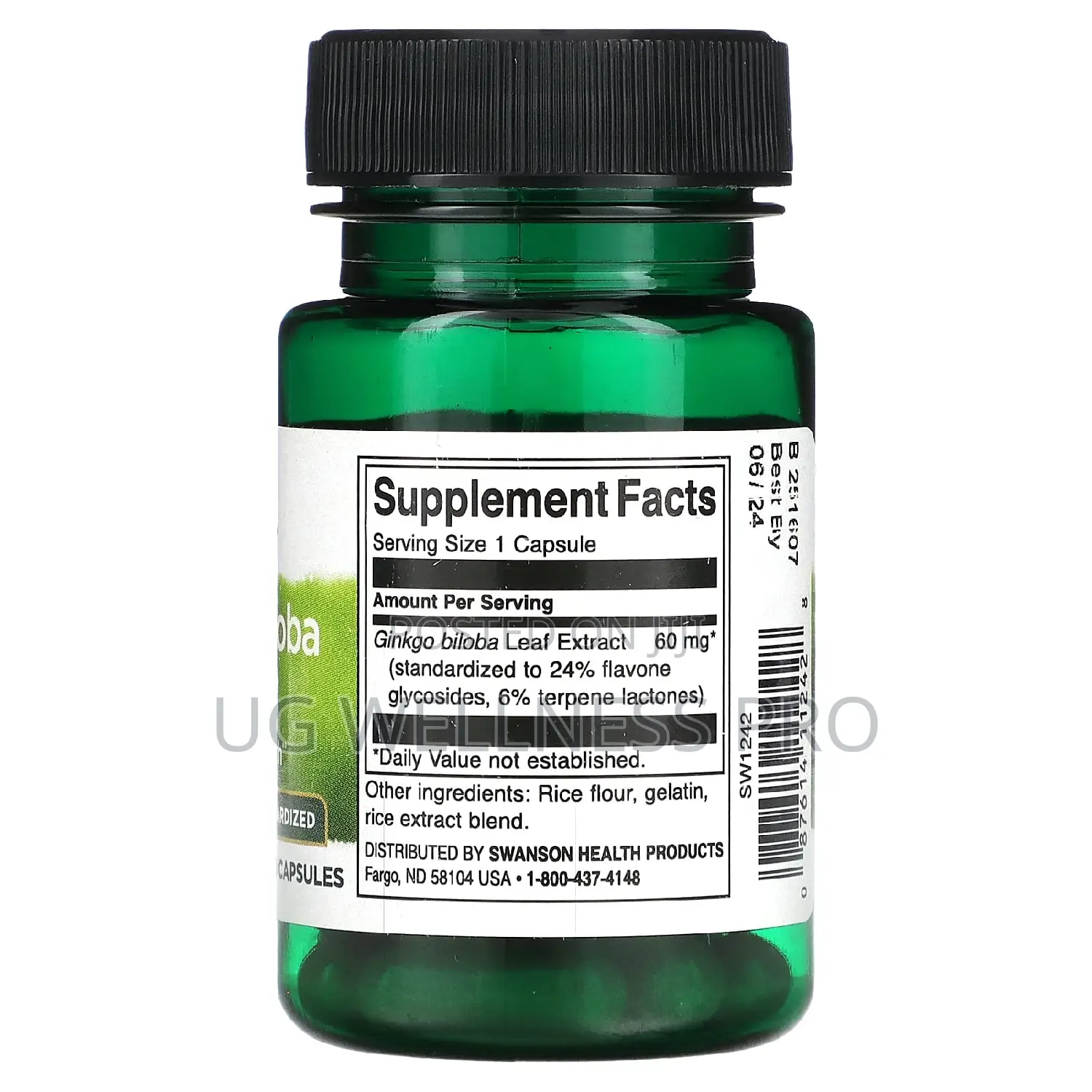 Swanson, Ginkgo Biloba Extract, Standardized, 60 Mg, 30 Caps