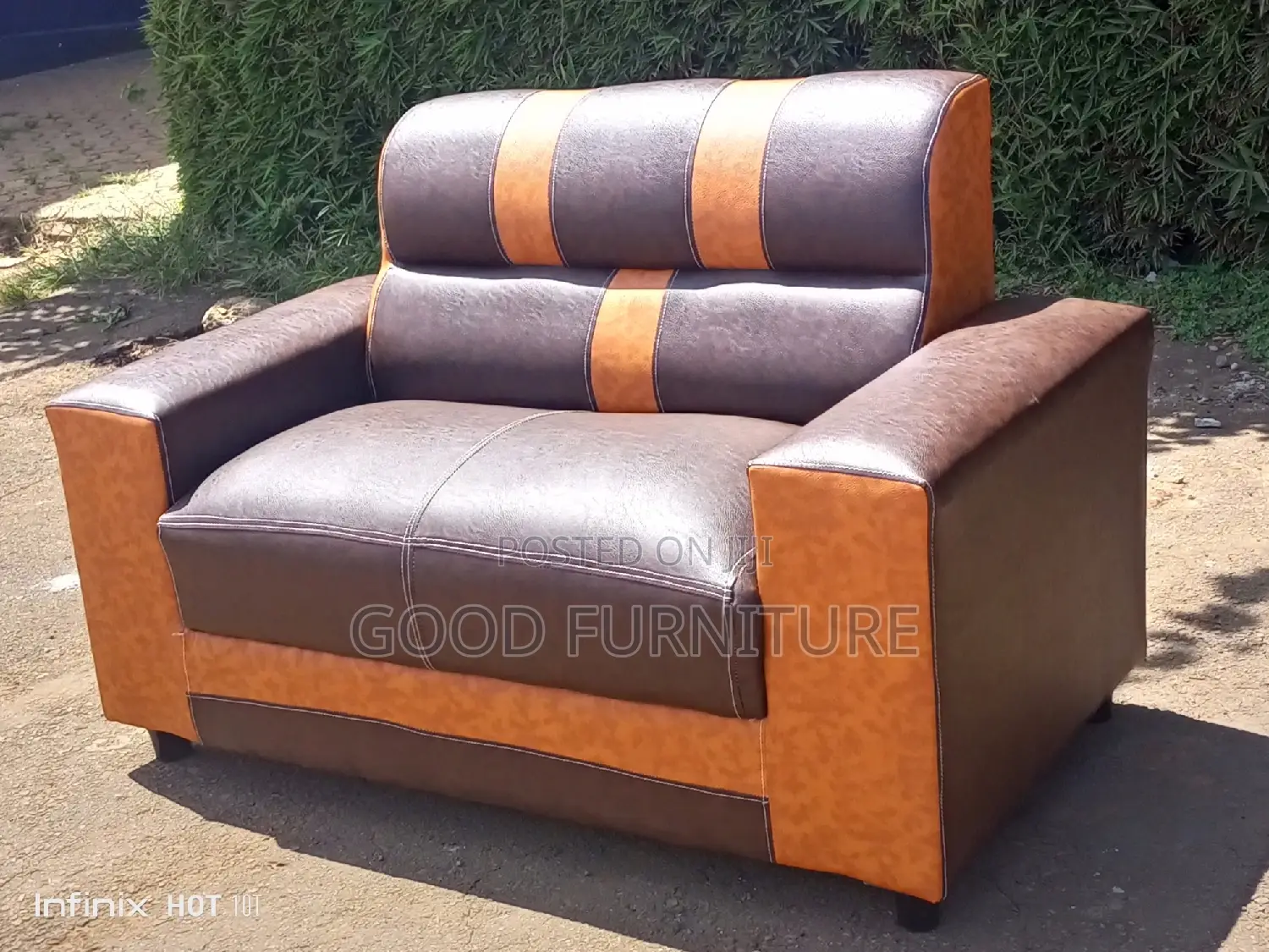 Brown Leather Two Seater Sofa