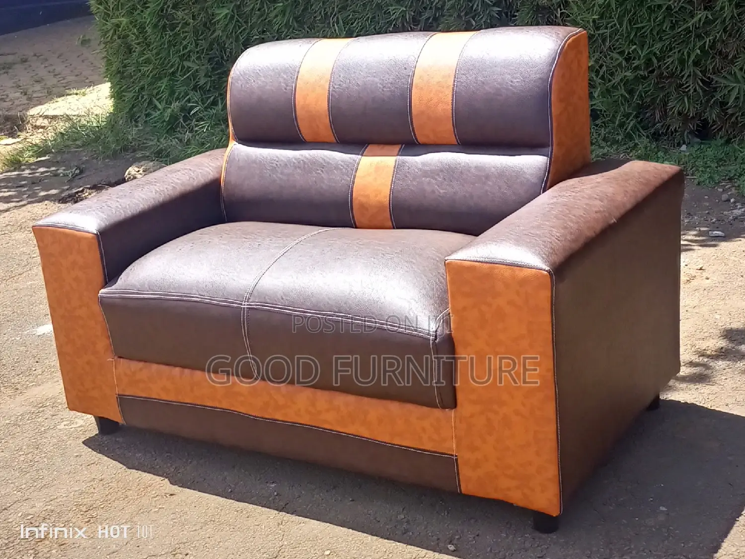 Brown Leather Two Seater Sofa