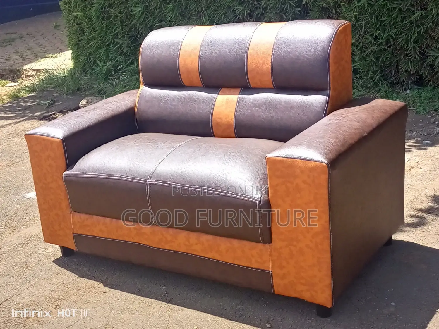 Brown Leather Two Seater Sofa