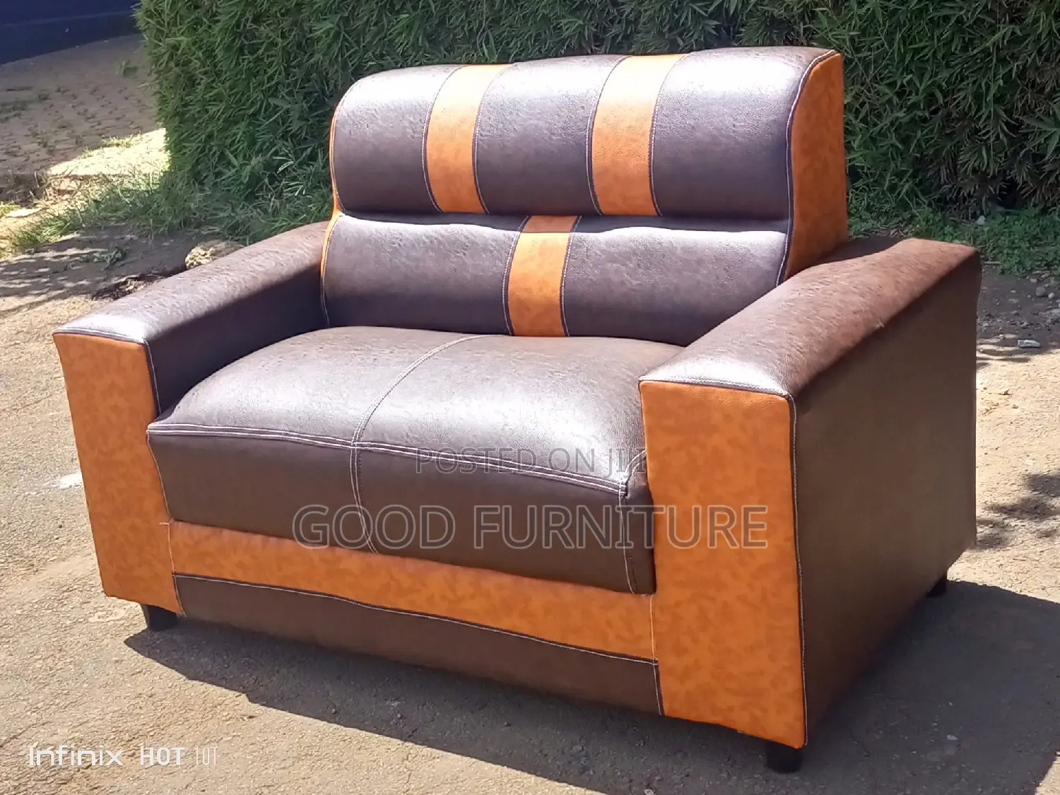 Brown Leather Two Seater Sofa
