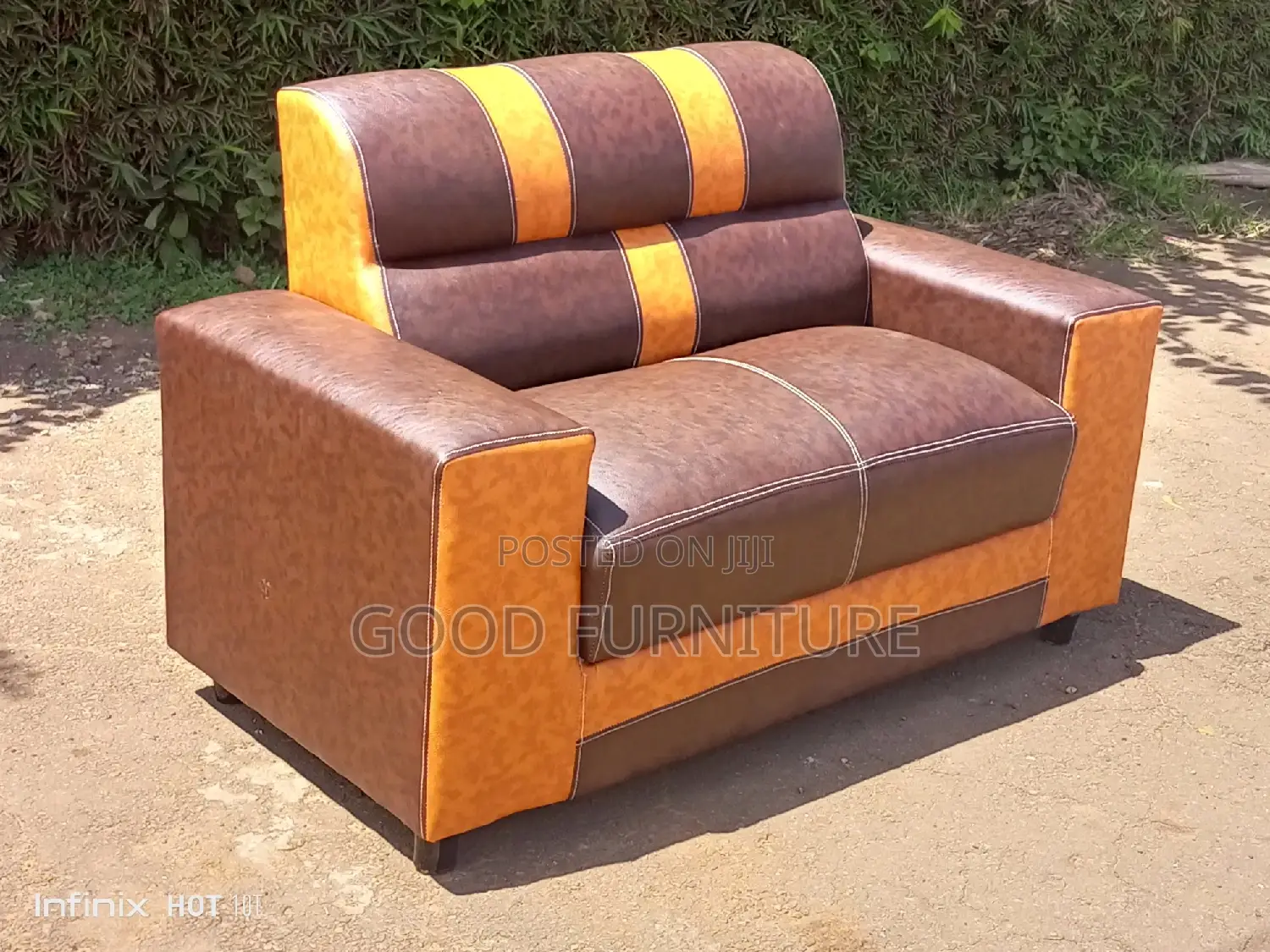 Brown Leather Two Seater Sofa