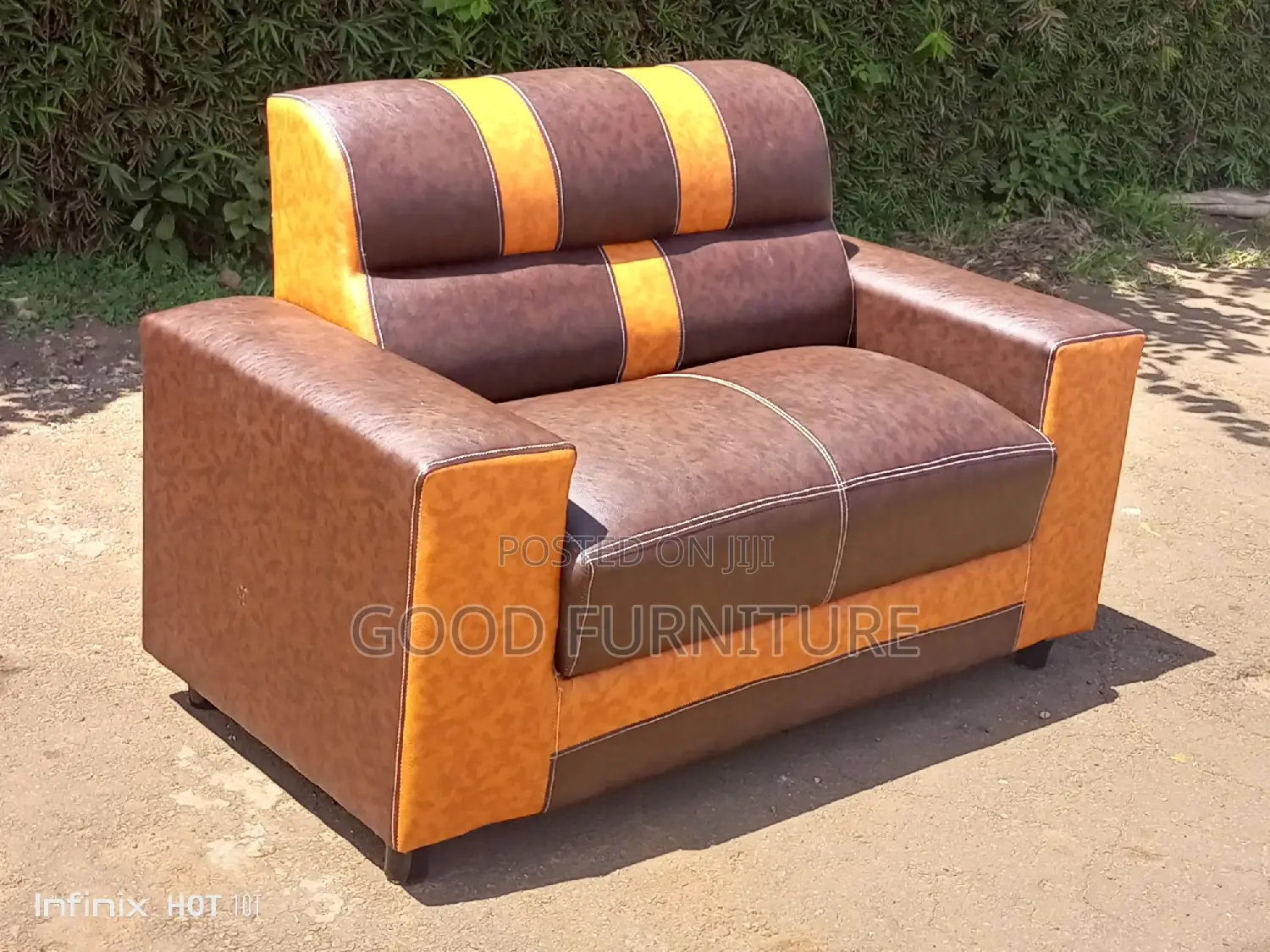 Brown Leather Two Seater Sofa