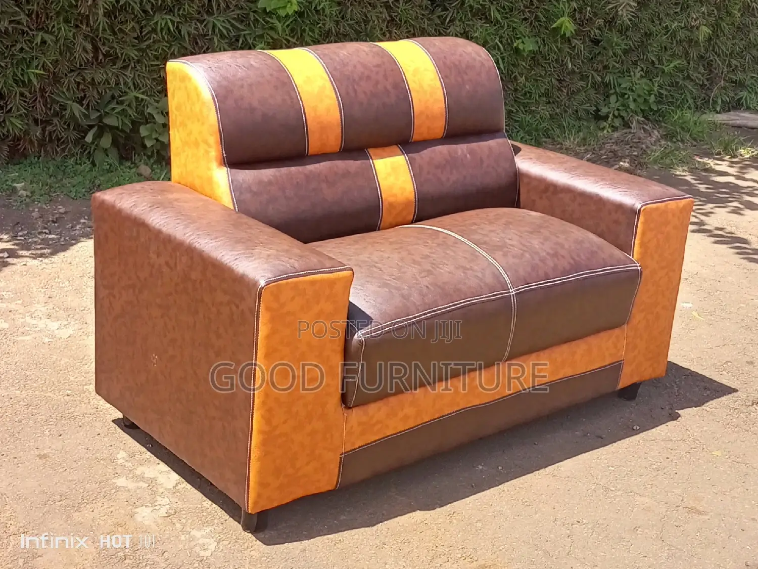 Brown Leather Two Seater Sofa