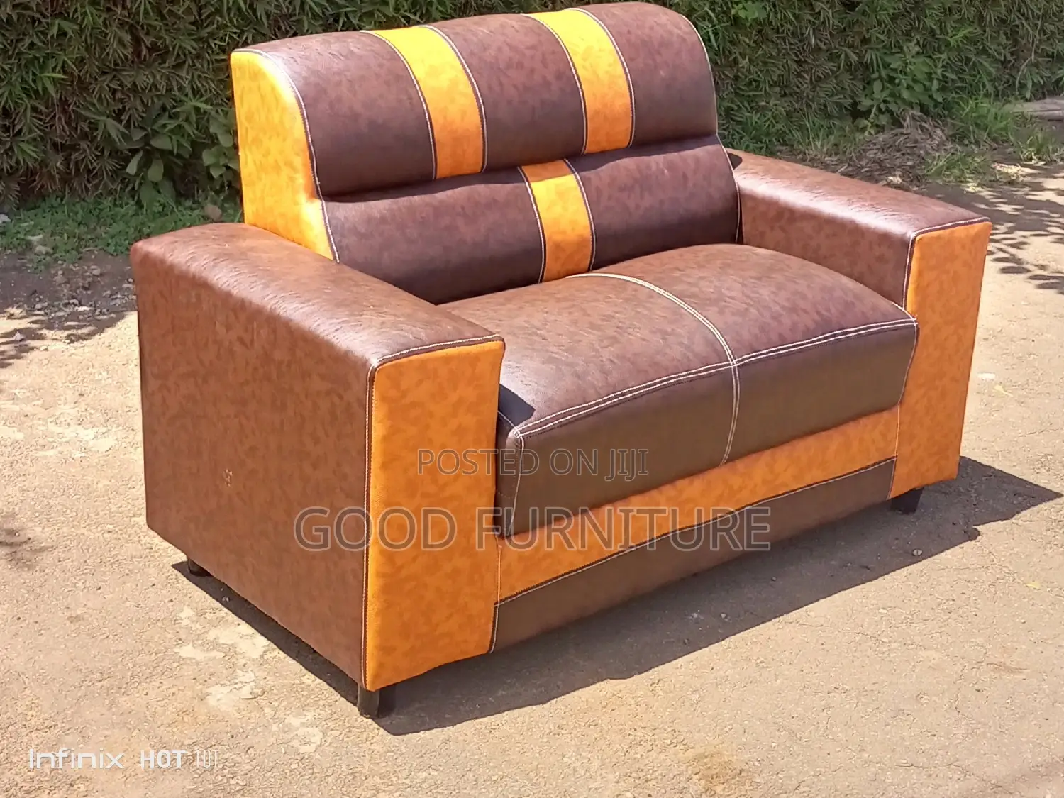 Brown Leather Two Seater Sofa