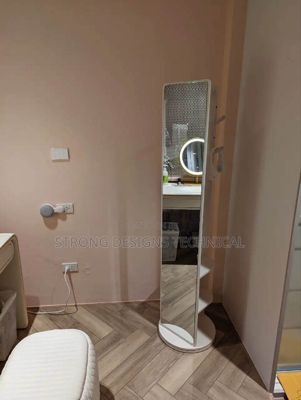 Full Length Dressing Mirror With Rack + Shelves