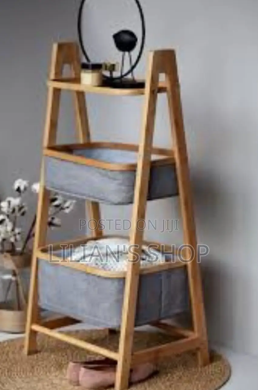 3 Tier Foldable Bamboo Laundry Basket