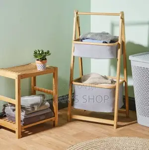 2 Tier Fold Out Floor Standing Bathroom Storage.