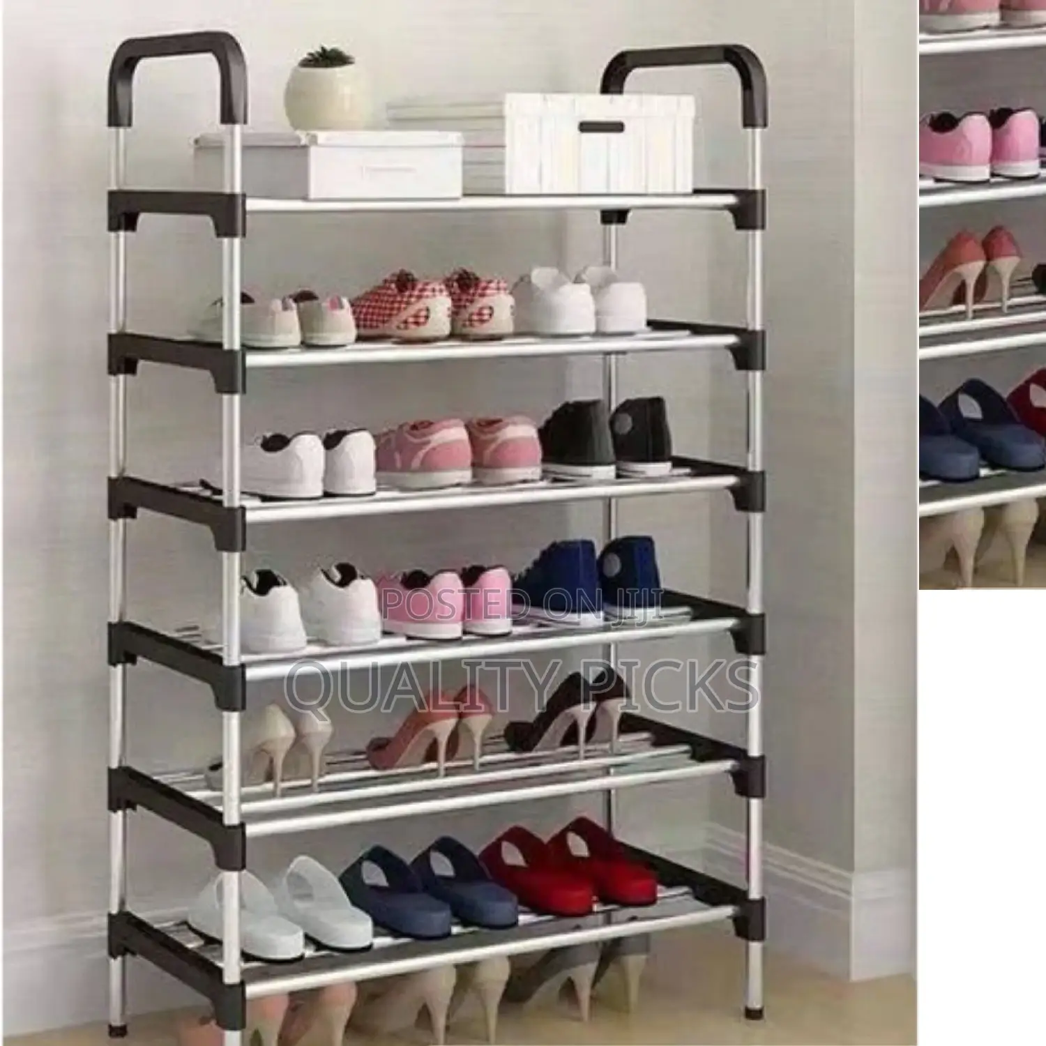 Metallic 6 Layer Shoe Rack
