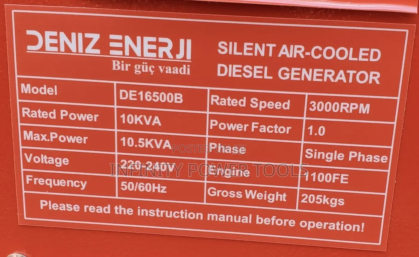 Silent Air Cooled Diese Generator DE16500B
