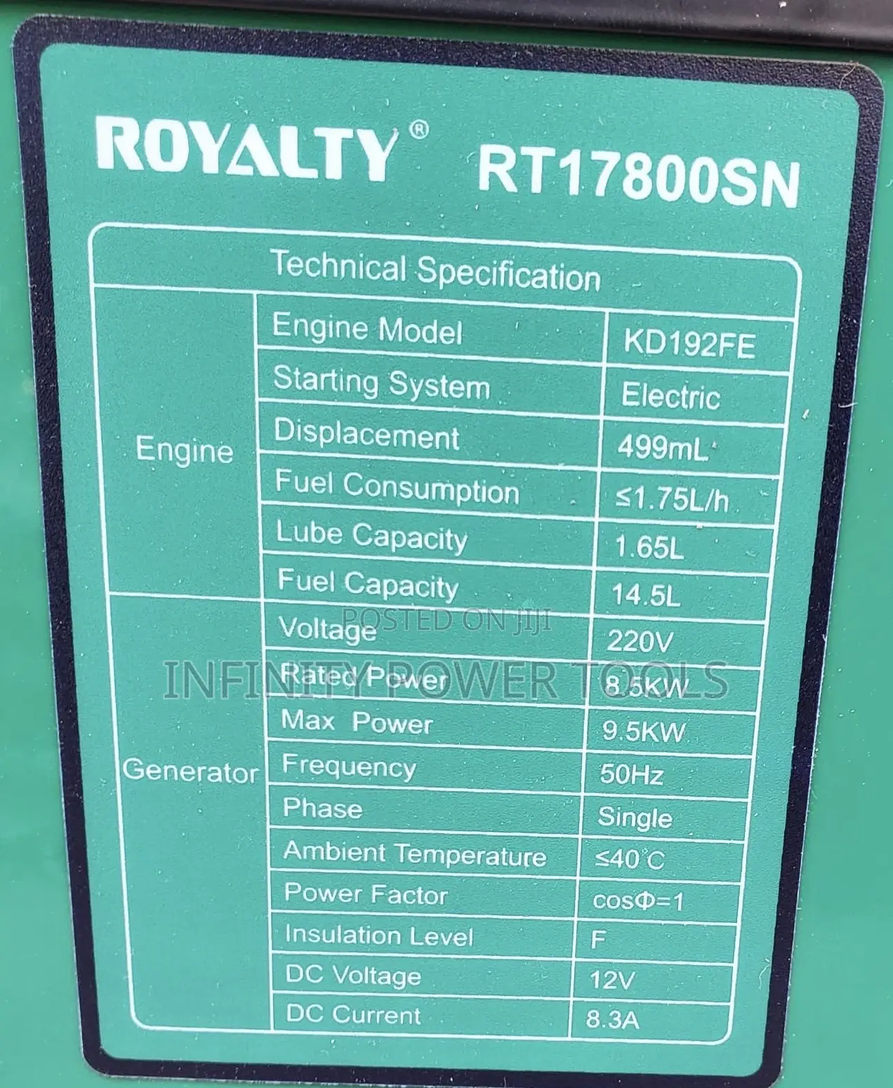 Royalty Diesel Generator RT17800SN