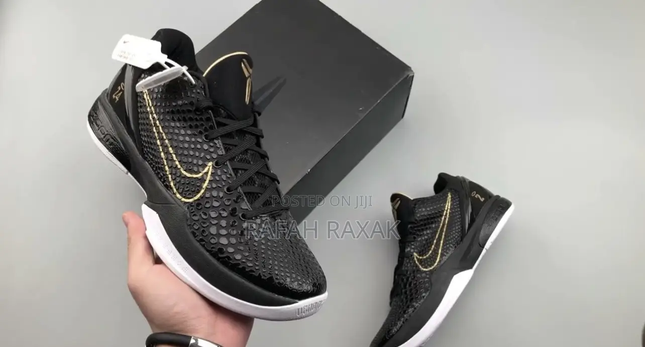 Original Nike Kobe 6 Black Gold Basketball Sneakers