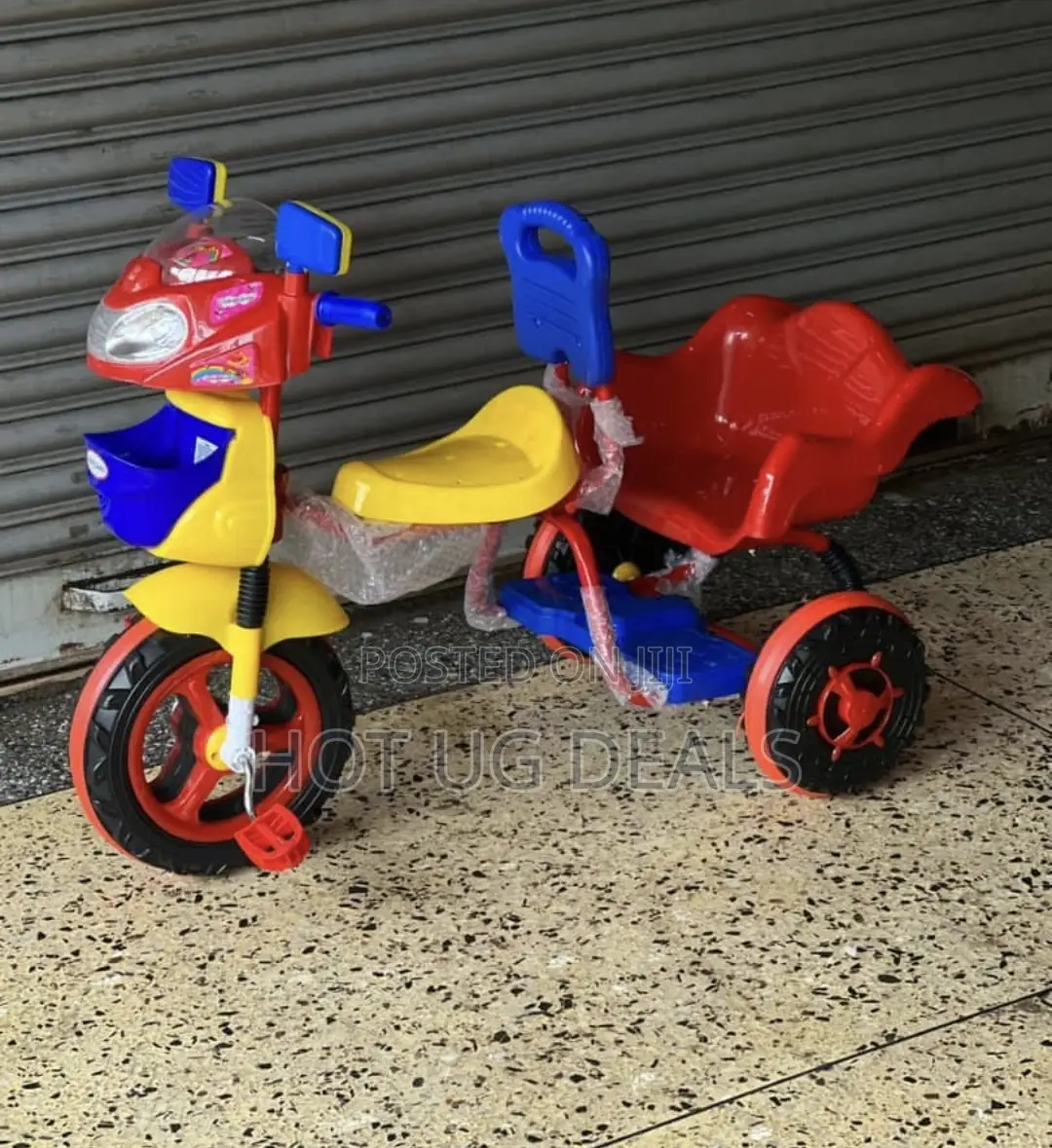 Two-Seater Kids' Tricycle Bicycles (1-4yrs) - Colour Varies
