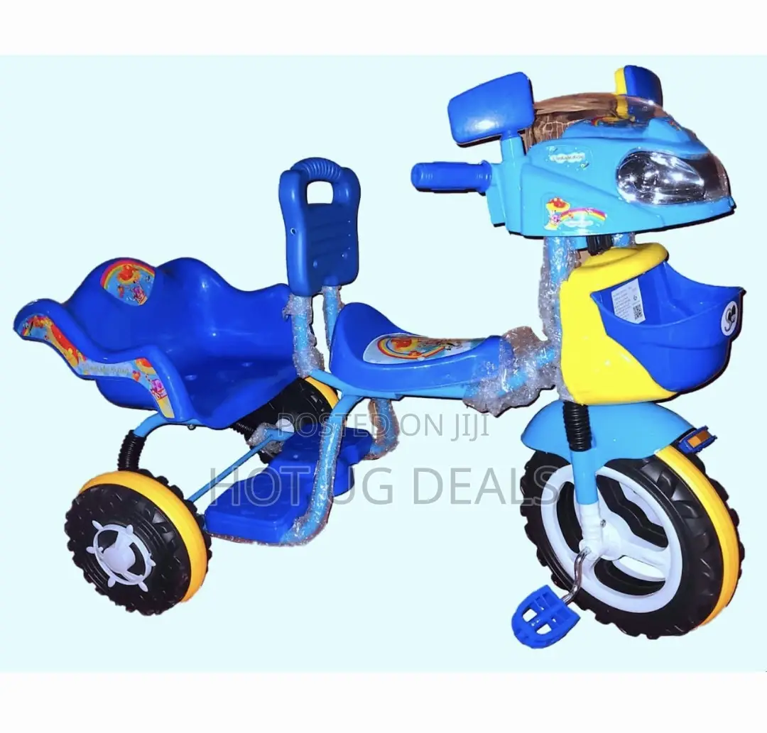 Two-Seater Kids' Tricycle Bicycles (1-4yrs) - Colour Varies