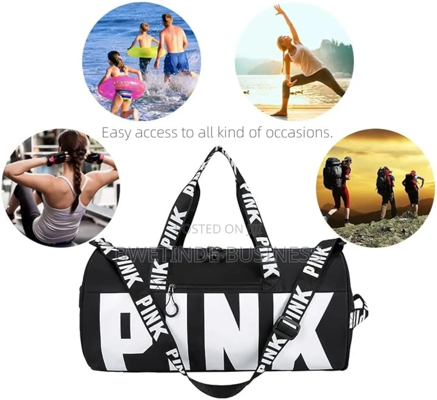 Duffle Bag Carryon for Swim/Fitness/Yoga/Weekender (Black)