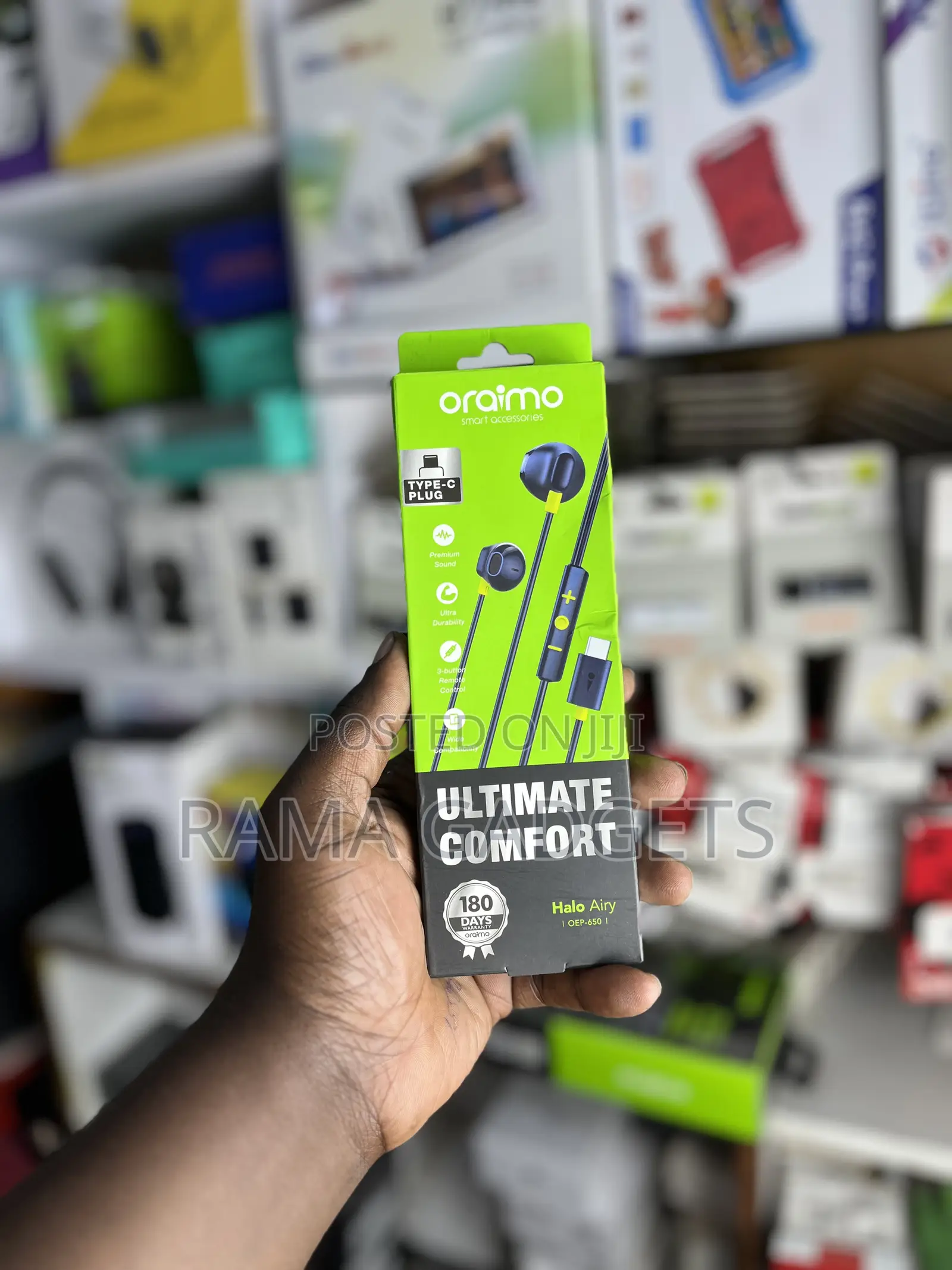 Oraimo Halo Airy Type-C Half in-Ear Wired Headphones