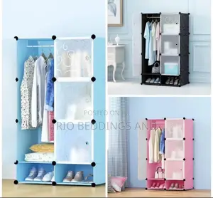 Plastic Wardrobe With Two Columns and Shoe Racks