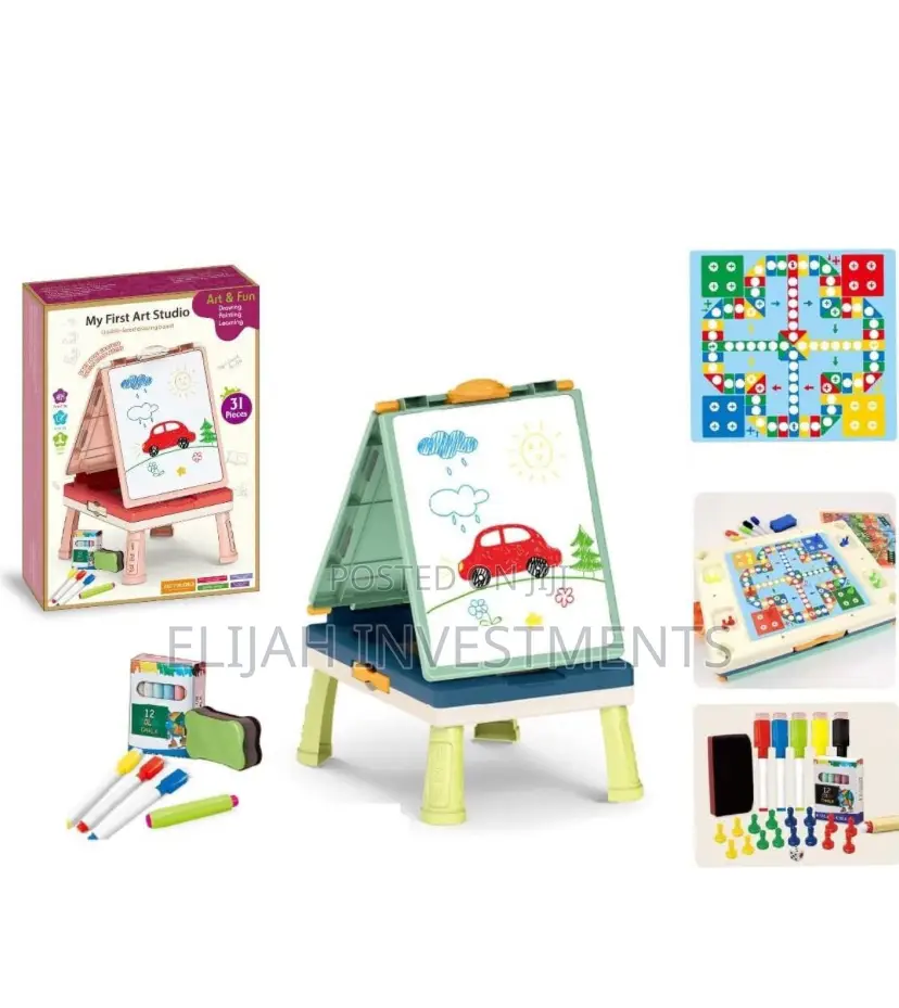 Double Side Drawing Board With Board Game for Kids