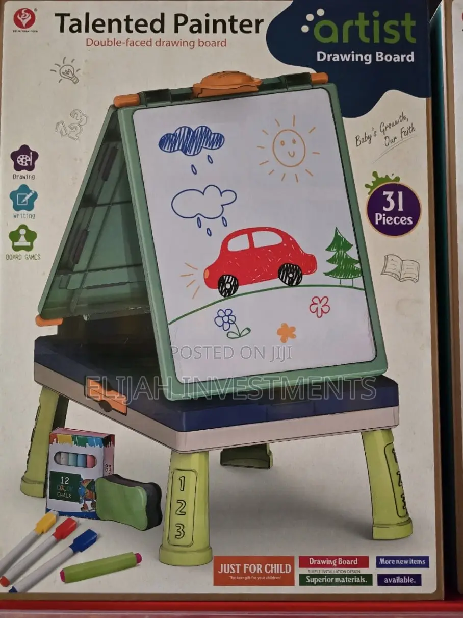 Double Side Drawing Board With Board Game for Kids