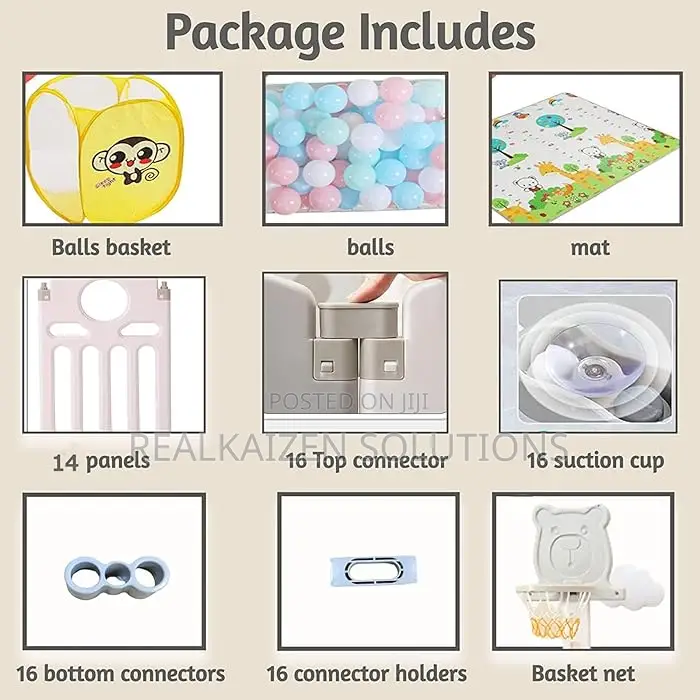 16 Panel Playpen House For Babies Kids With Mat And Balls