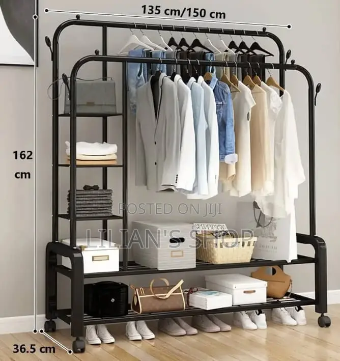 Multipurpose Metallic Heavy Duty Clothes and Shoe Rack
