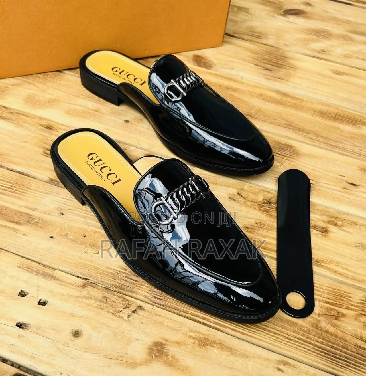 Original Men’S Gucci Shinny Italian Mules Half Shoes