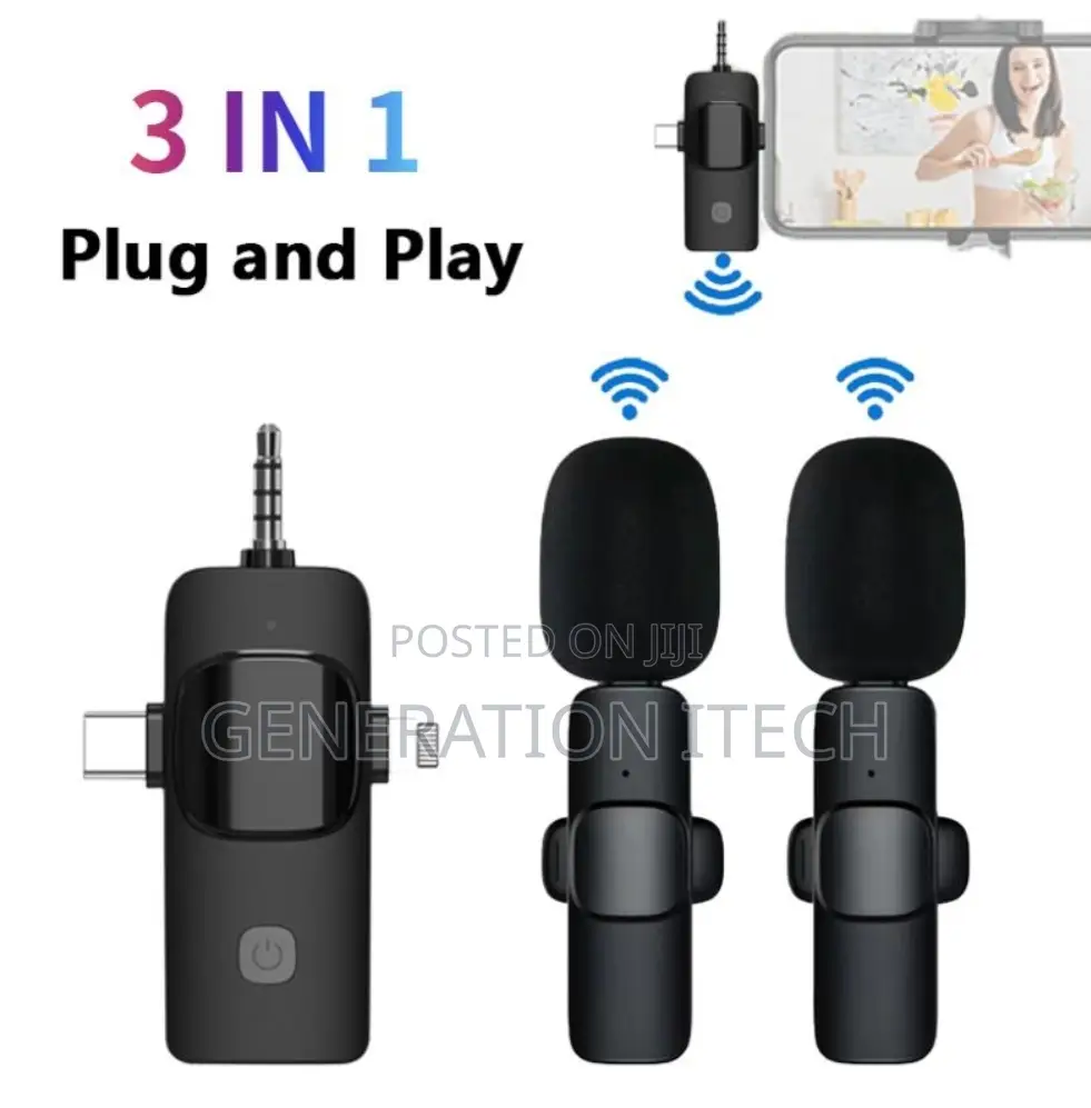 Wireless Lavalier Microphone 3 in 1 for All Phones