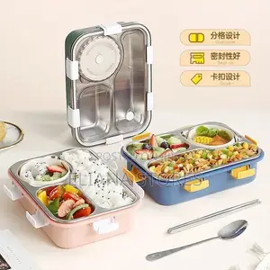 Stainless Steel Food Containers With Transparent Cover.