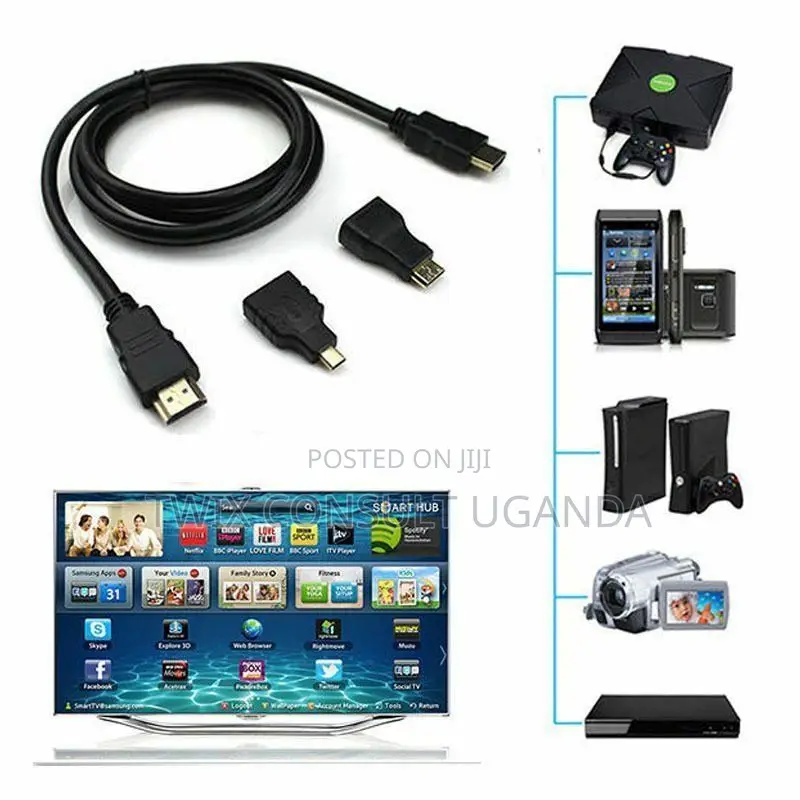 3 in 1 HD 1.5M HDMI to HDMI Cable + Micro HDMI Adaptor + Min