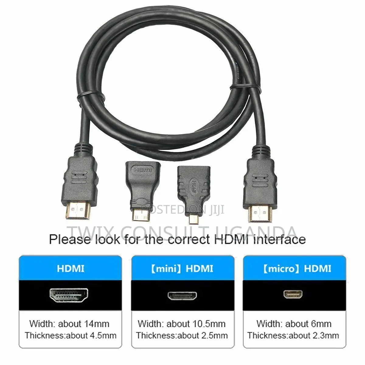 3 in 1 HD 1.5M HDMI to HDMI Cable + Micro HDMI Adaptor + Min