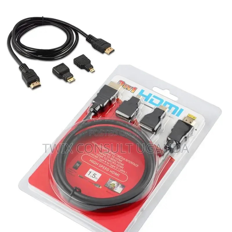 3 in 1 HD 1.5M HDMI to HDMI Cable + Micro HDMI Adaptor + Min