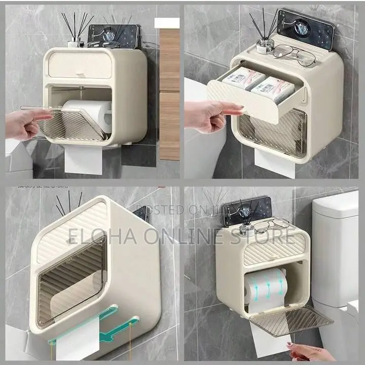 Multifunctional Wall-mounted Tissue Box With Storage Shelf