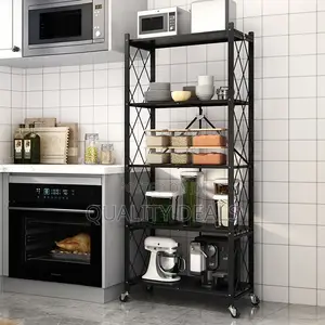 Carbon Steel Multi Layer Foldable Movable Kitchen Racks