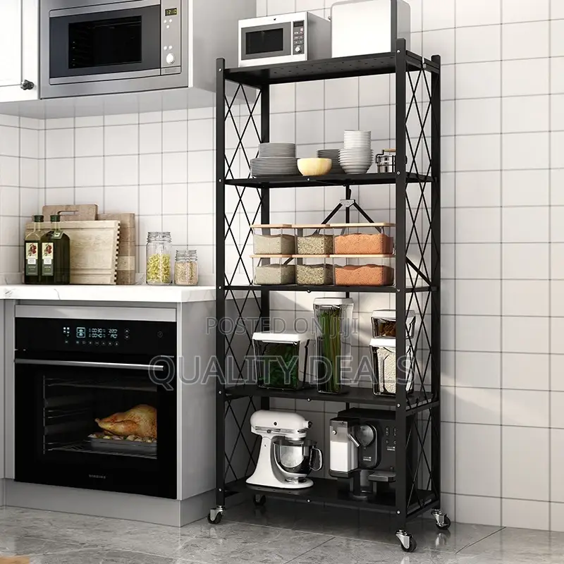 Carbon Steel Multi Layer Foldable Movable Kitchen Racks