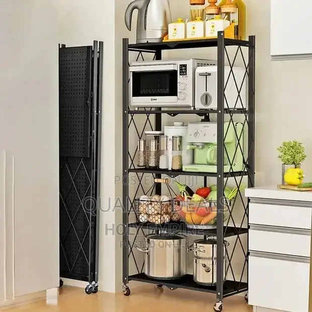 Carbon Steel Multi Layer Foldable Movable Kitchen Racks