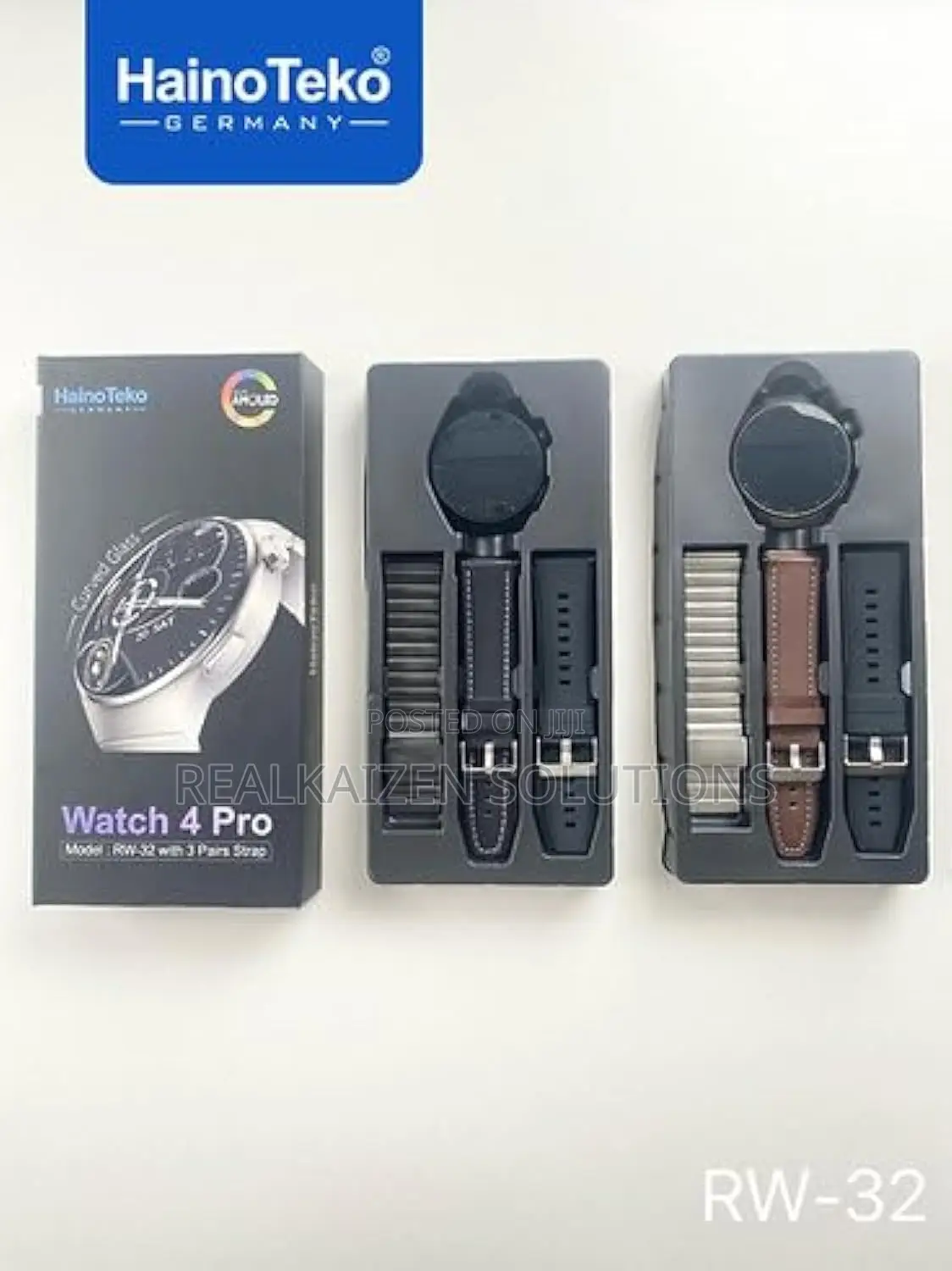 HAINOTEKO Watch 4 Pro Curved Glass 3 Straps Smartwatch