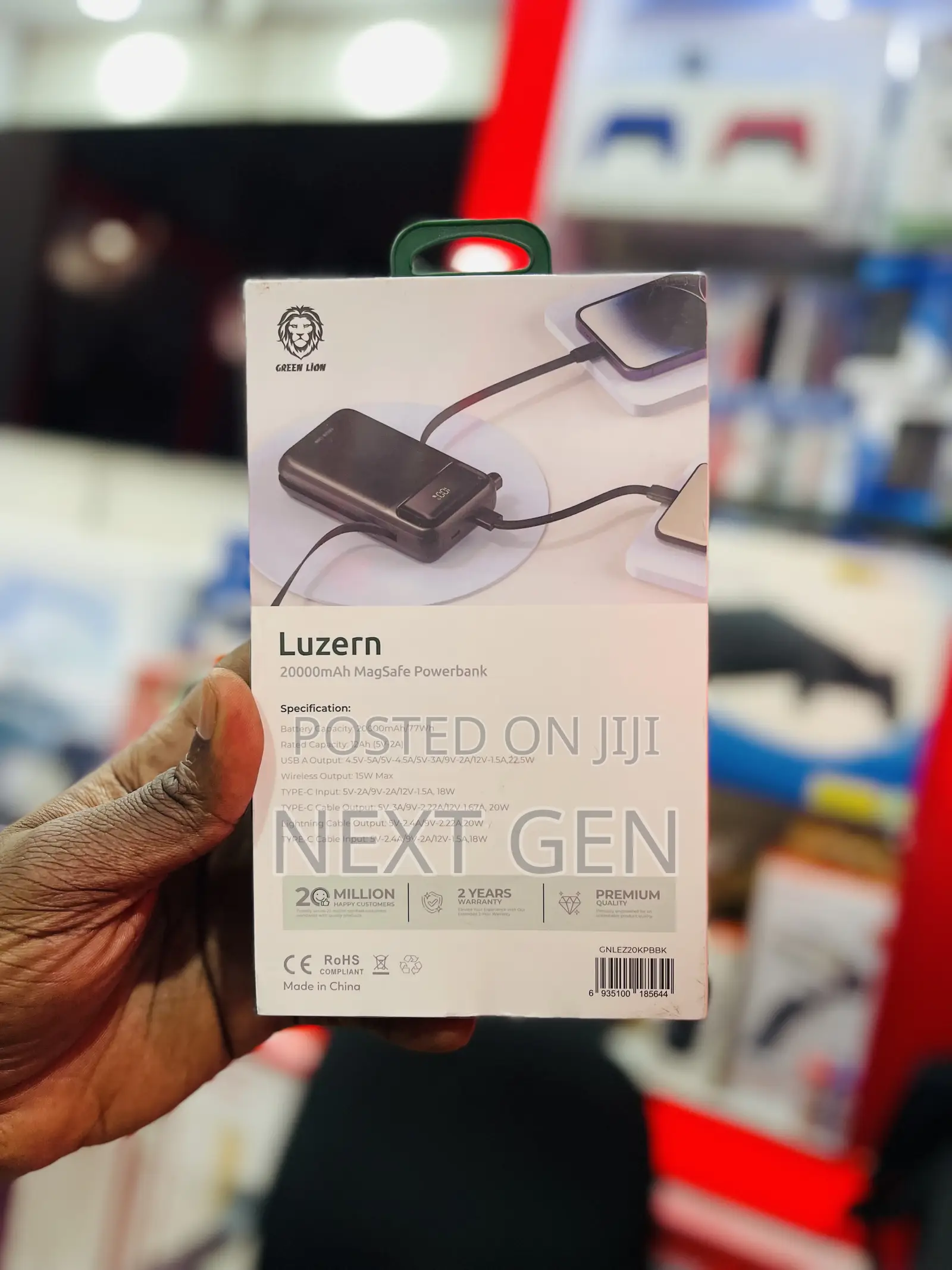 Luzern Greenlion 20000 Mah Powerbank Built in Cable